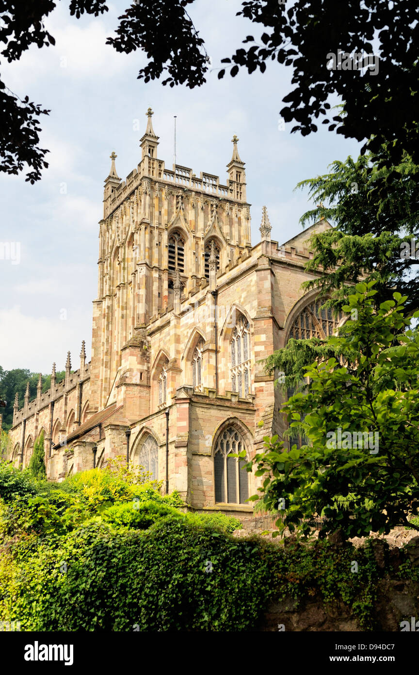 The Priory Church of St. Mary and St. Michael. Great Malvern Priory, now the parish church of spa town of Great Malvern, England Stock Photo