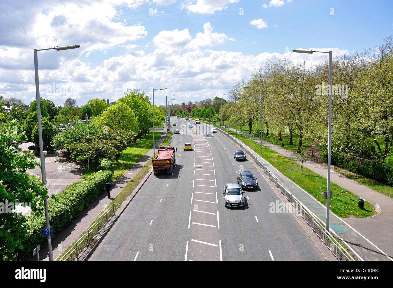 Twickenham Road (A316) view from pedestrian overhead bridge, Richmond, Greater London, England