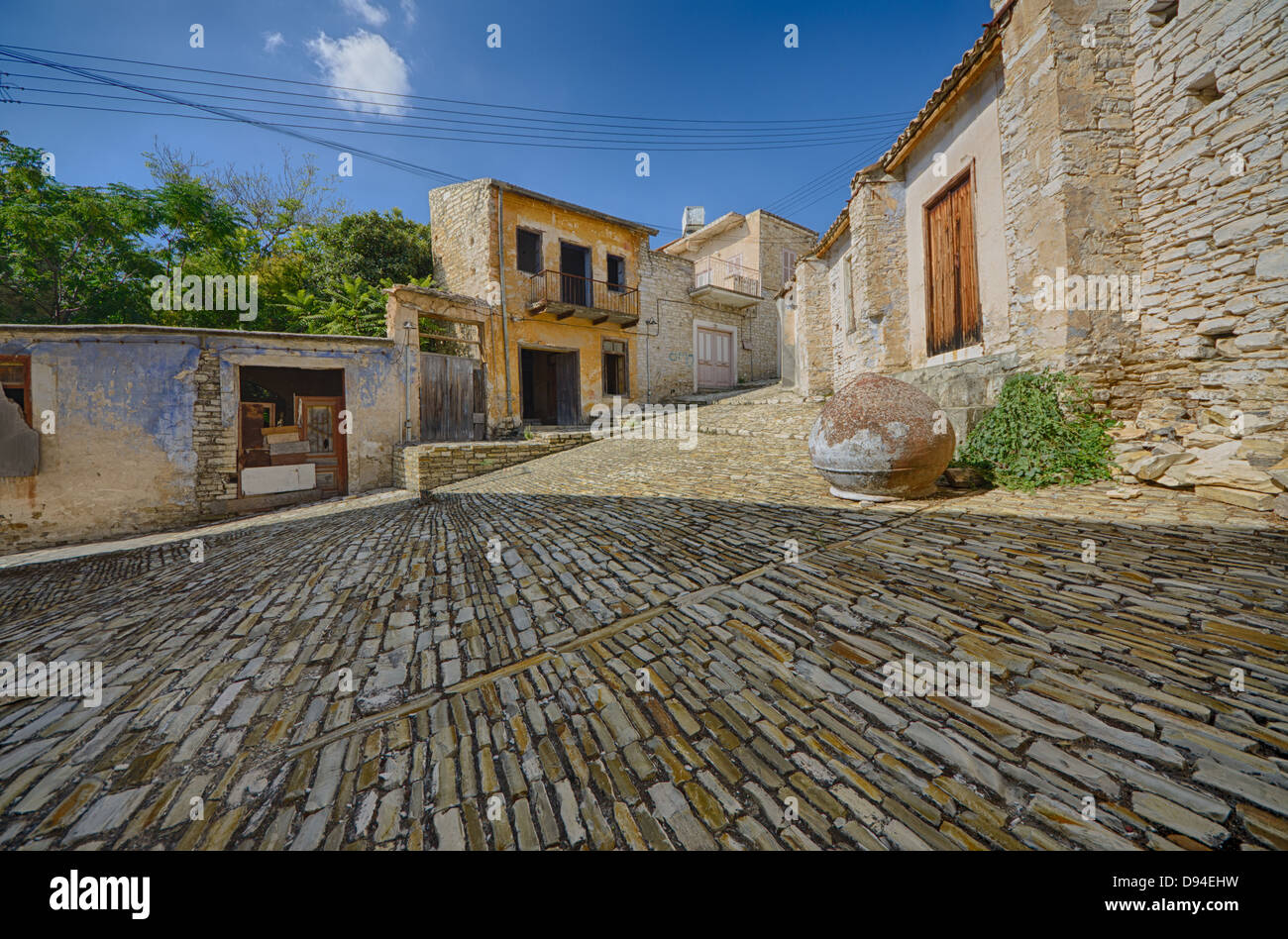 a view of street in lefkara village in cyprus Stock Photo