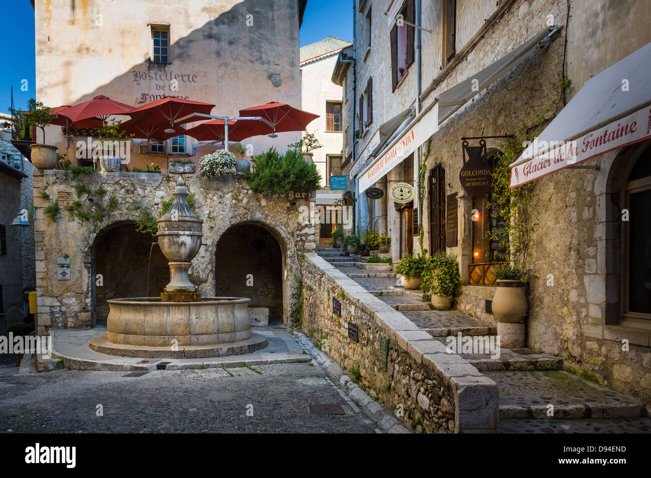 Town square on Rue Grand in Saint-Paul-de-Vence Stock Photo