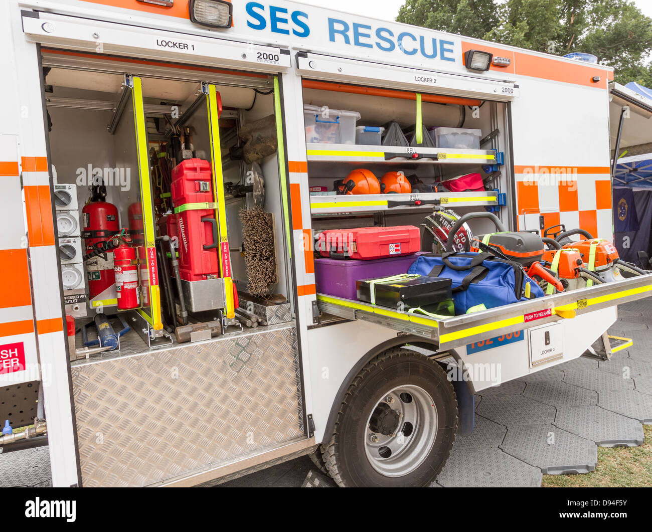 Australian Victorian State Emergency Services SES vehicle fitout. Stock Photo