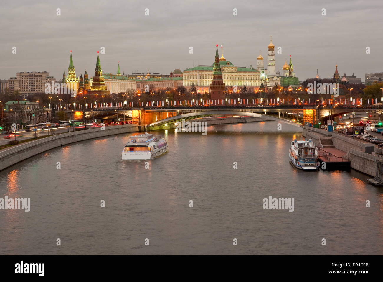 view over moskva river to kremlin, moscow, russia Stock Photo