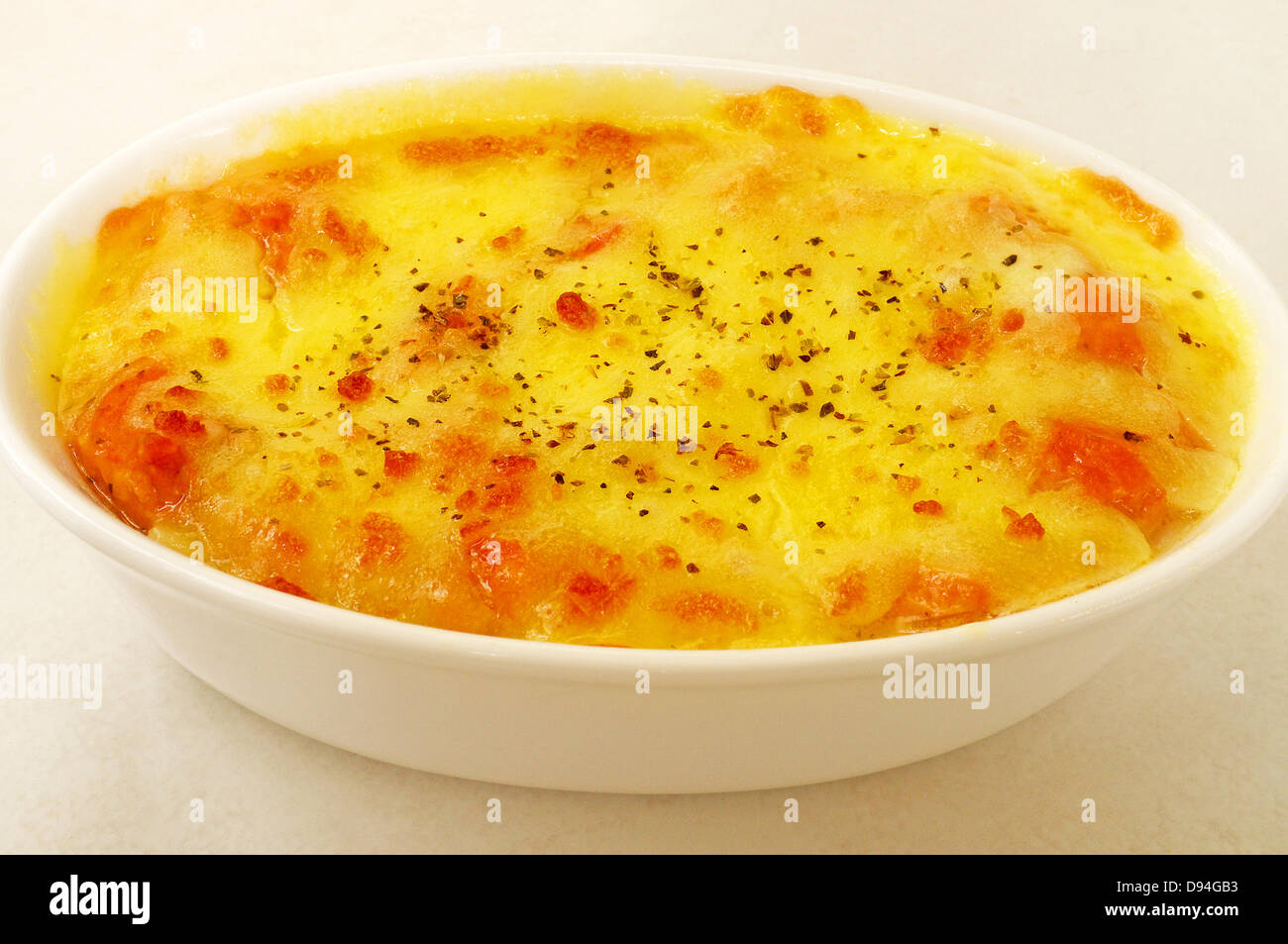 Lasagna in white dish Stock Photo