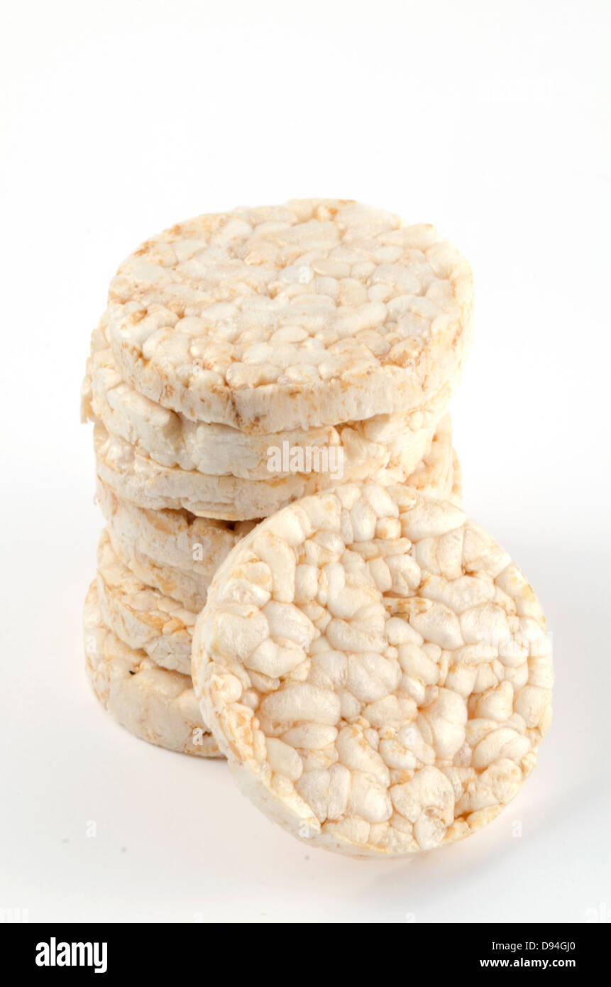 Rice cakes piled up. Stock Photo