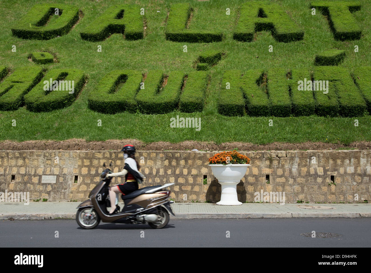 Dalat is located in the Central Highlands of Vietnam. The small city was originally designed as a hill station for the French Stock Photo