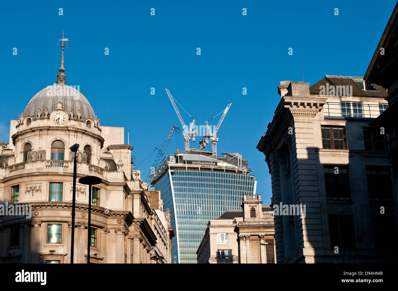 Old and new buildings in the City of London, EC2, UK Stock Photo