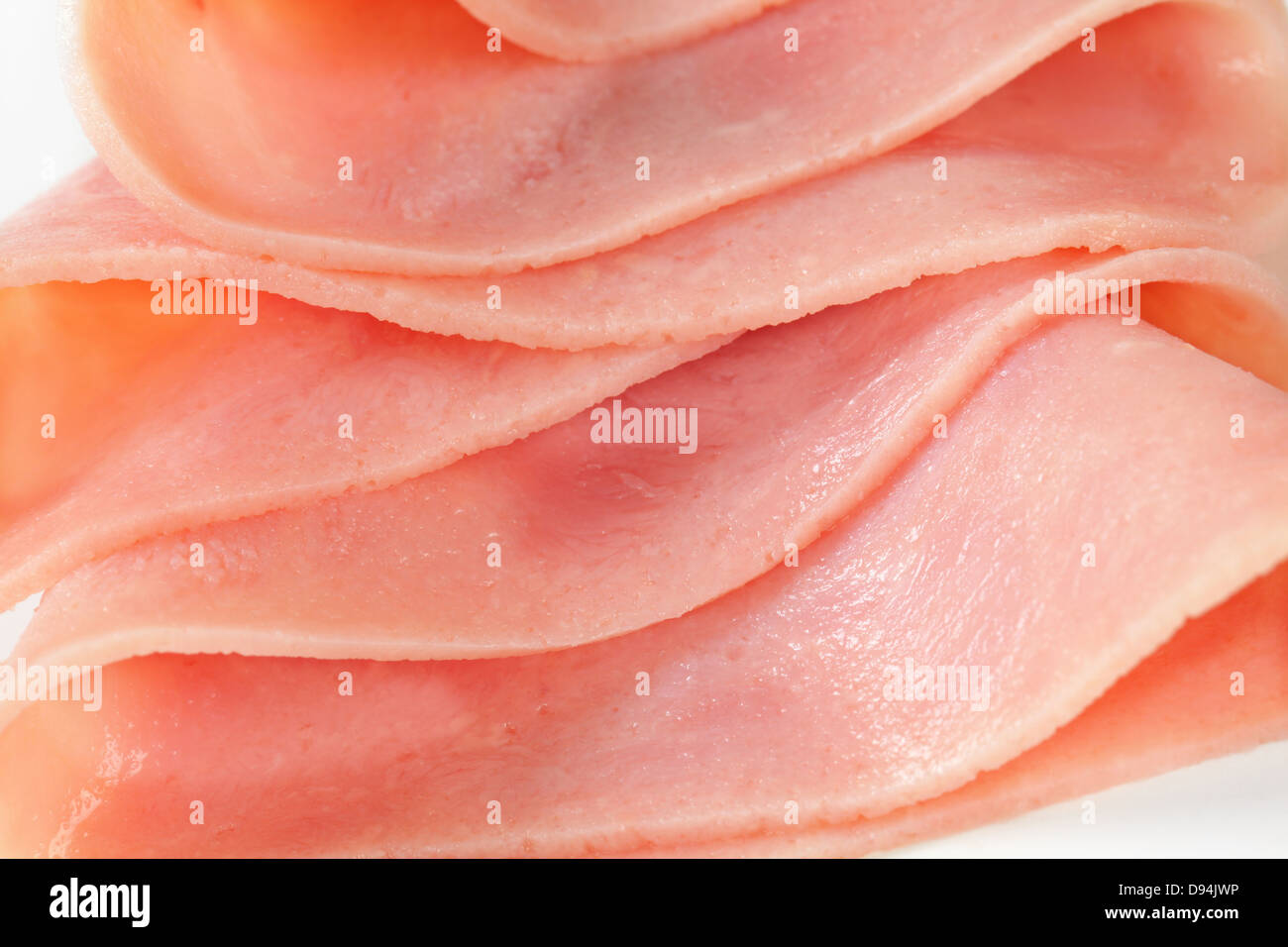 Detail of thinly sliced ham Stock Photo