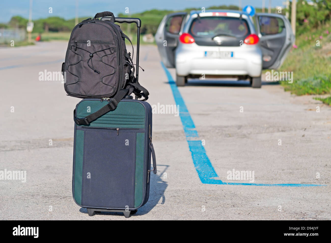hitch hiking on the street Stock Photo Alamy