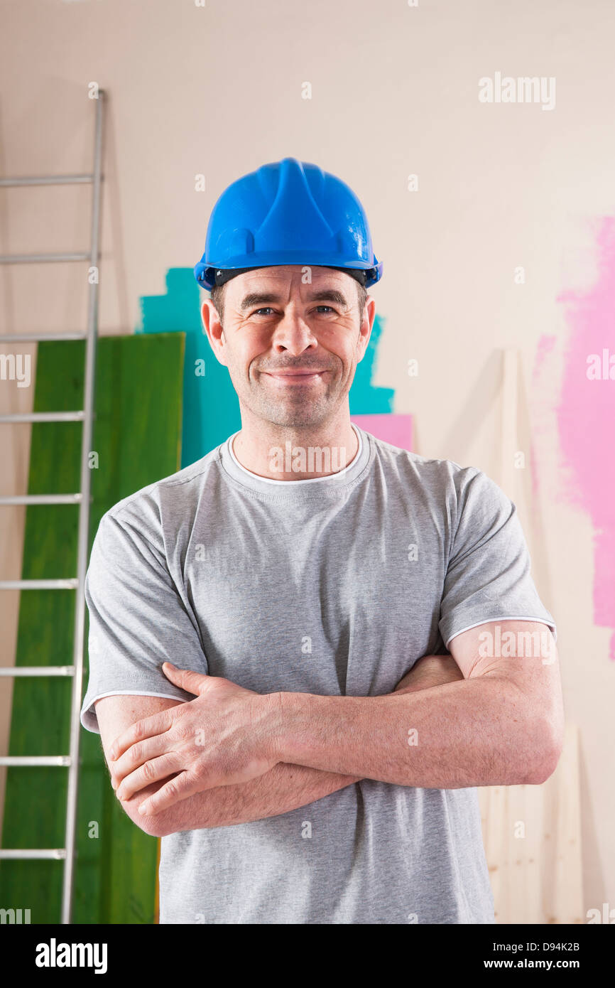 Portrait of Mature Man Renovating Home Stock Photo