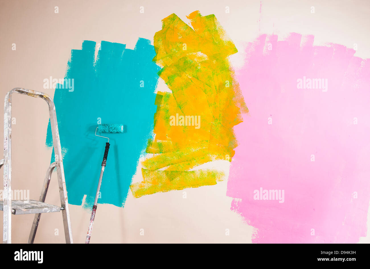 Sample of Three Paint Colors on Wall Stock Photo Alamy