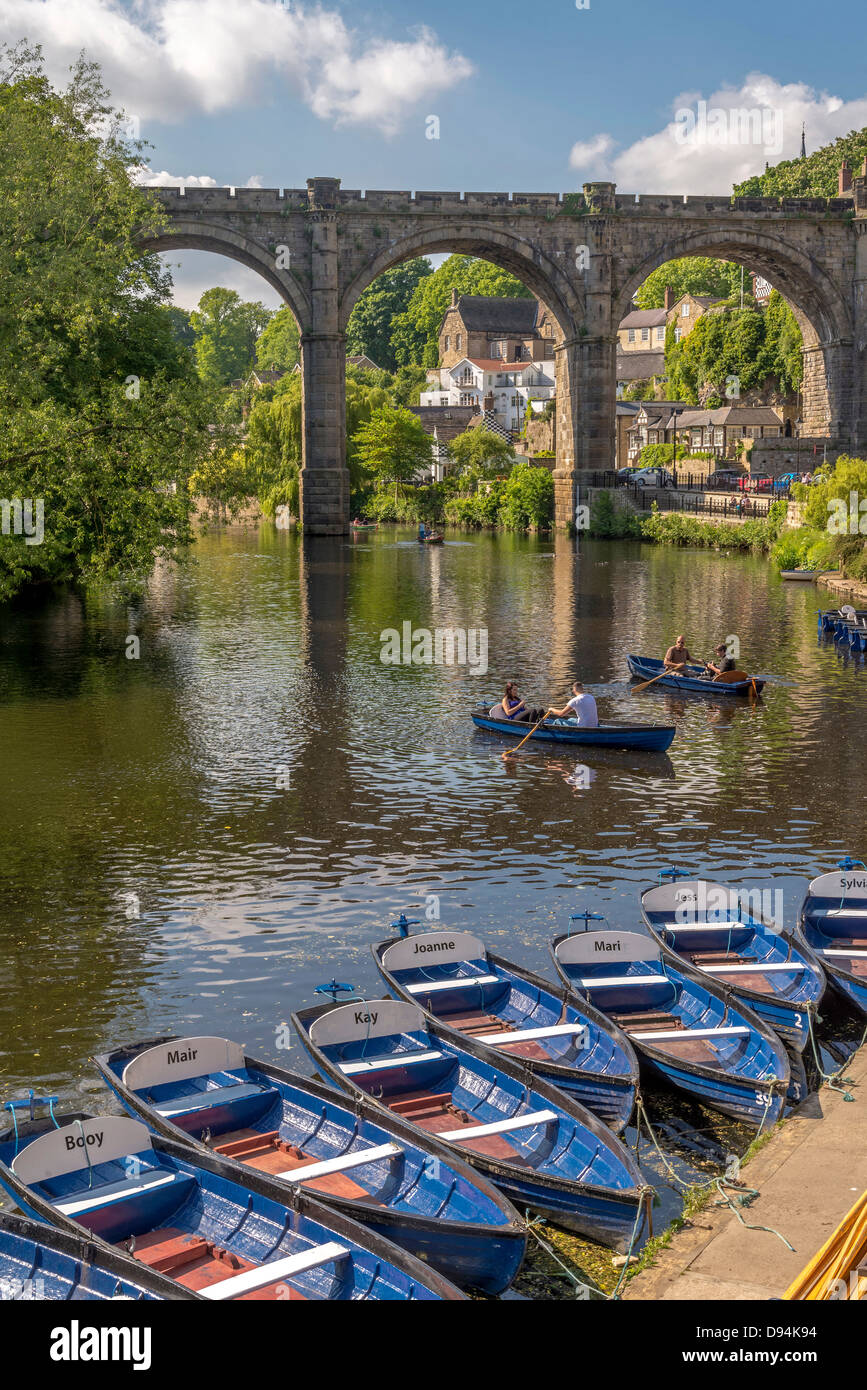 Knaresborough and the railway viaduct over the river Nidd North Yorkshire, formerly the West Ridng. The North of England. Stock Photo