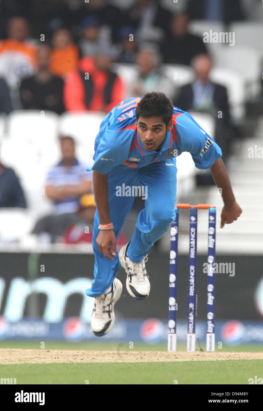 London, UK. 11th June, 2013. Bhuvneshwar Kumar of India during the ICC Champions Trophy Group B fixture between India and West Indies from The Oval. Credit:  Action Plus Sports Images/Alamy Live News Stock Photo