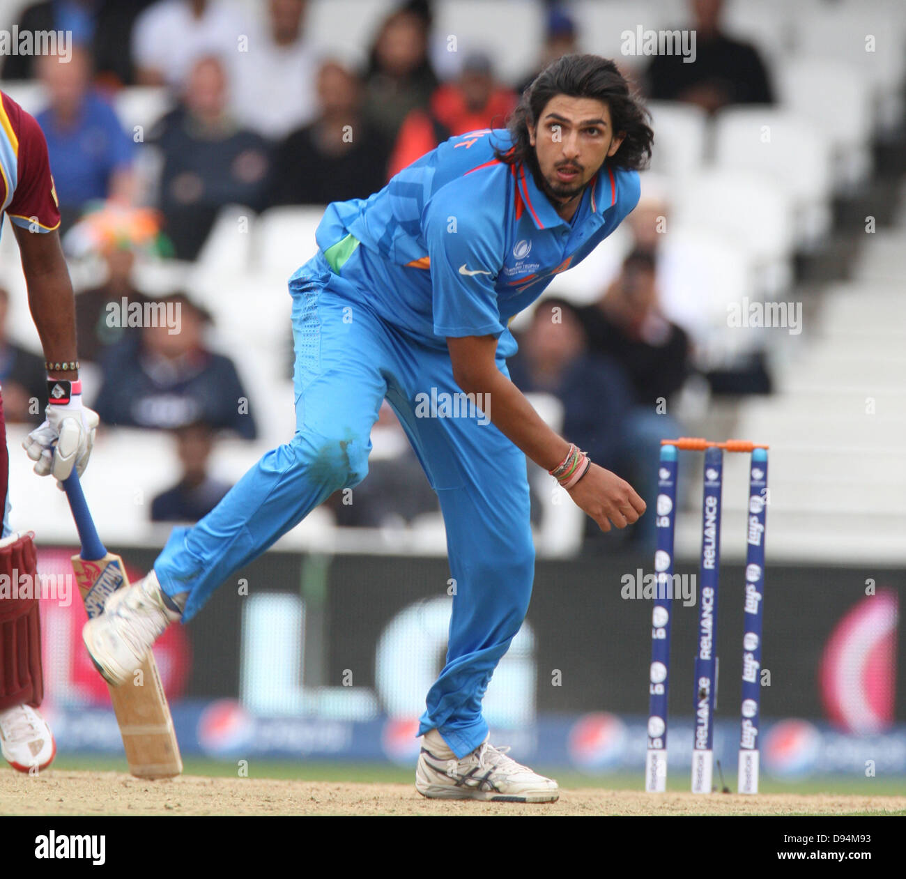 London, UK. 11th June, 2013. Ishant Shaema of India during the ICC Champions Trophy Group B fixture between India and West Indies from The Oval. Credit:  Action Plus Sports Images/Alamy Live News Stock Photo