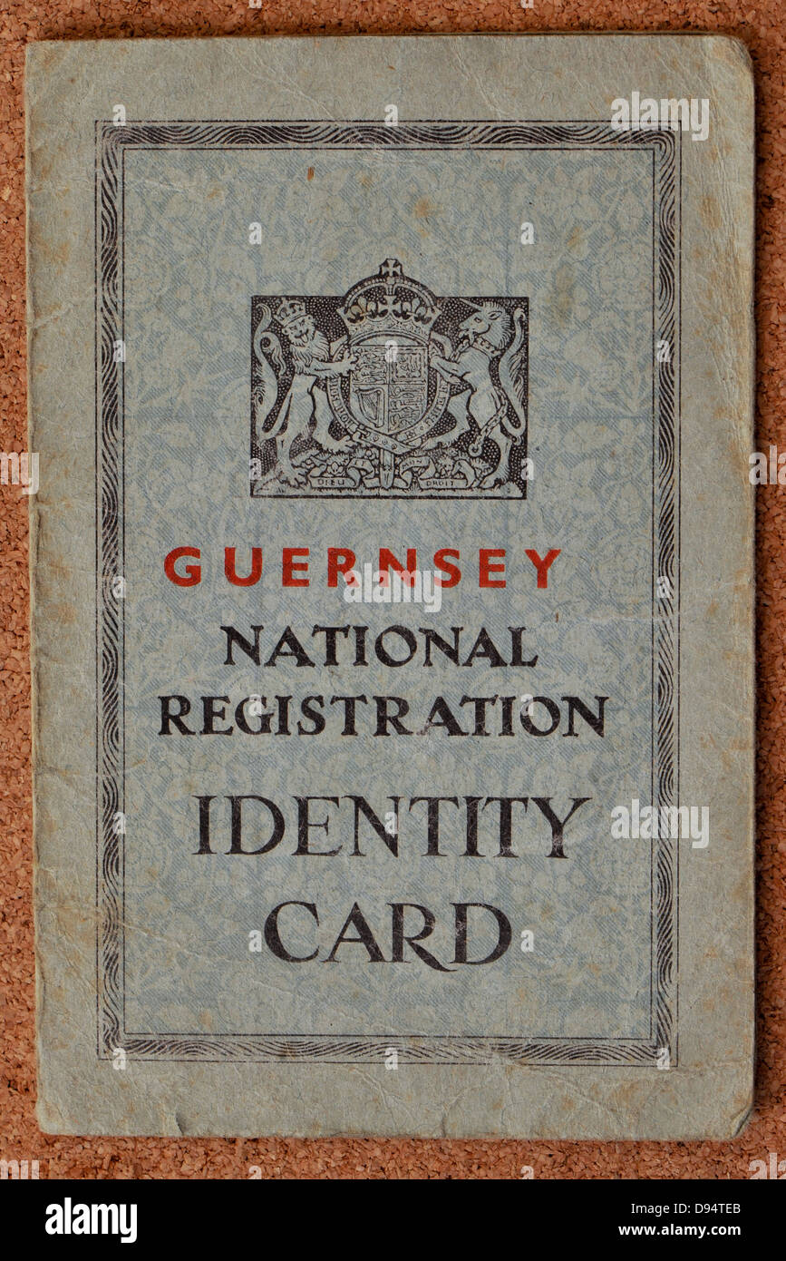 a WW2 national identity card for Guernsey Stock Photo