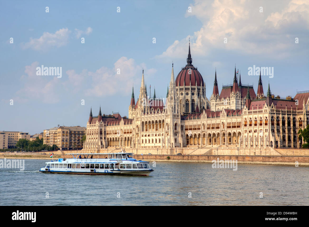 Hungary's Parliament is the largest building in the country and a symbol of Budapest. Stock Photo