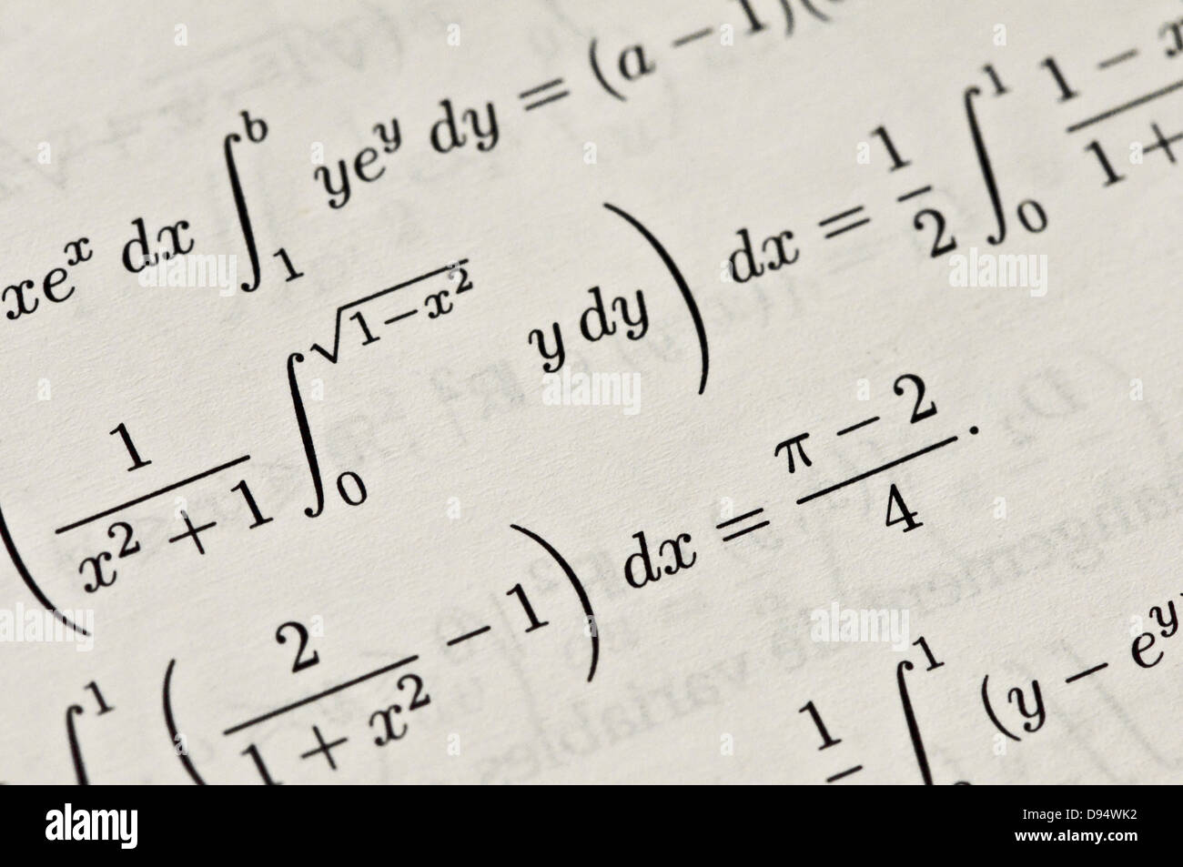 close view of mathematics signs on paper Stock Photo