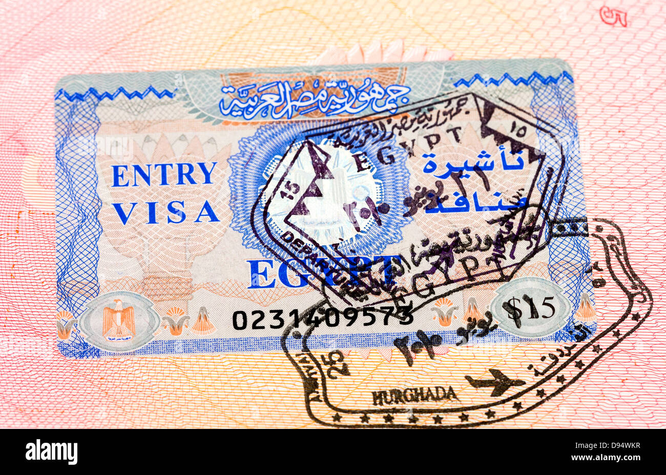 Egyptian visa stamp in the passport Stock Photo - Alamy