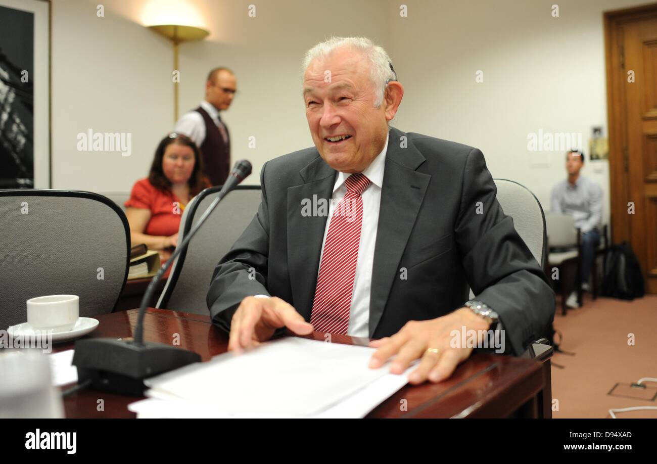 Former Premier of Bavaria Guenther Beckstein (CSU) sits at a table to ...