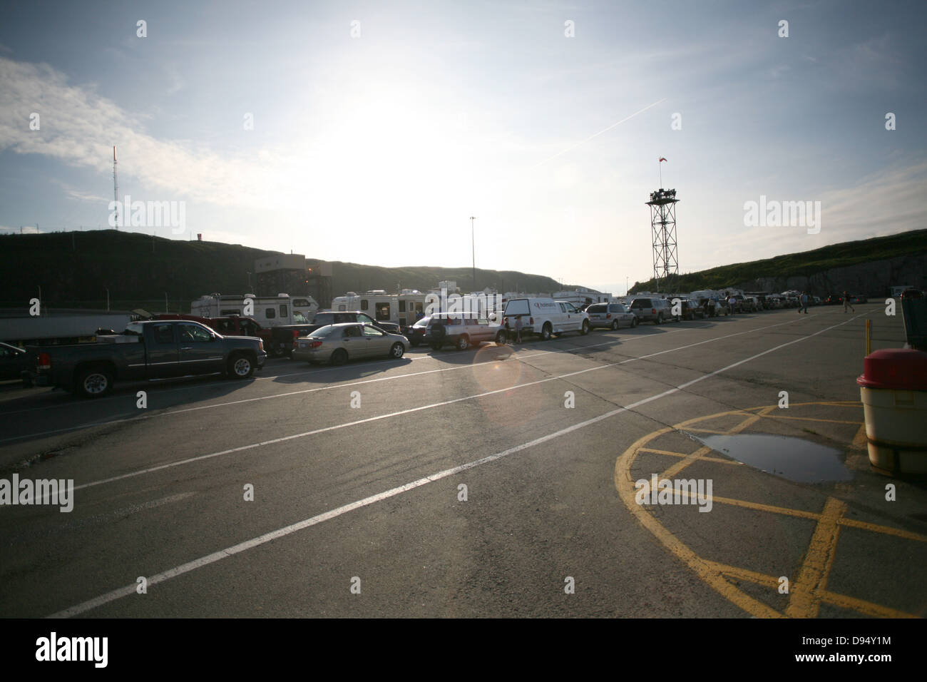 Vehicals lined up to get on the Marine Atlantic Ferry in Port Aux