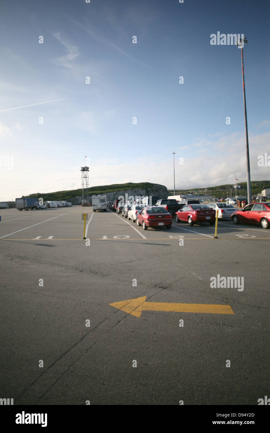 Vehicals lined up to get on the Marine Atlantic Ferry in Port Aux