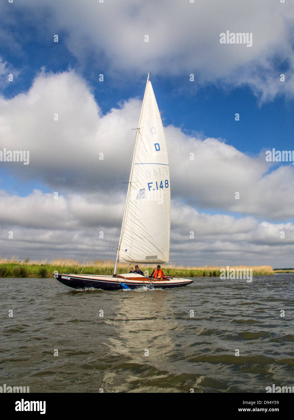 Boating on the Norfolk Broads, England Stock Photo