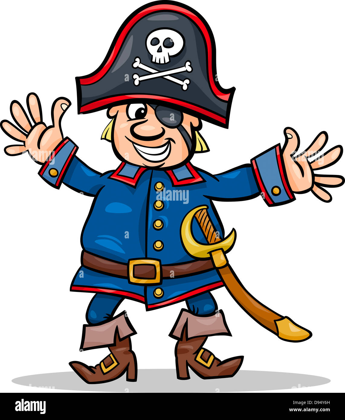 Cartoon Pirate captain  Fierce cartoon pirate with parrot