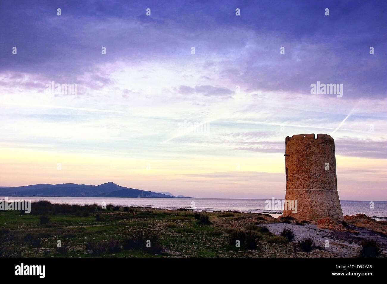 Posada sunrise Sardegna Torre Aragonese Italy by andrea quercioli Stock Photo