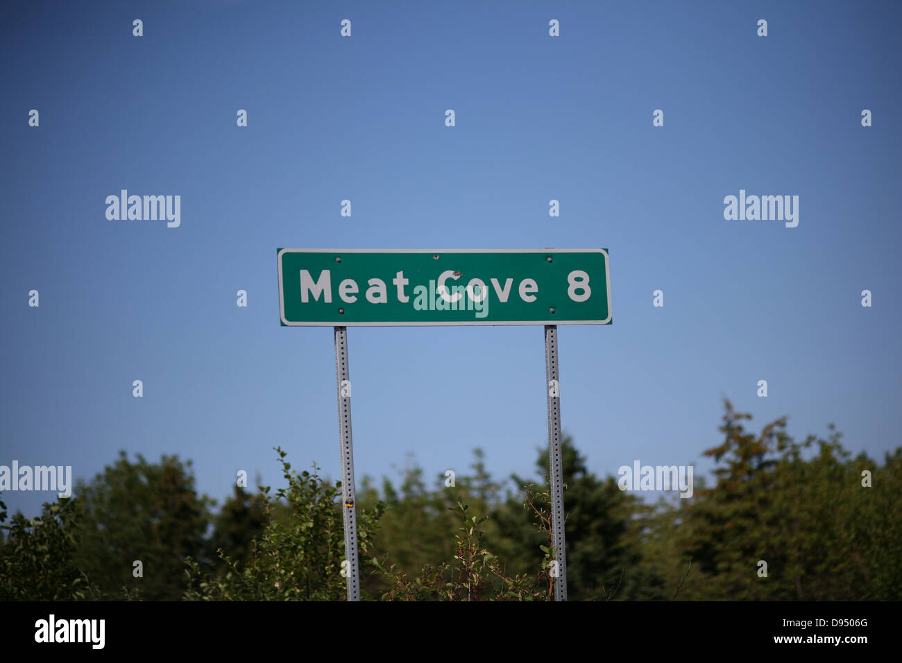 The sign for Meat Cove, Nova Scotia Stock Photo Alamy