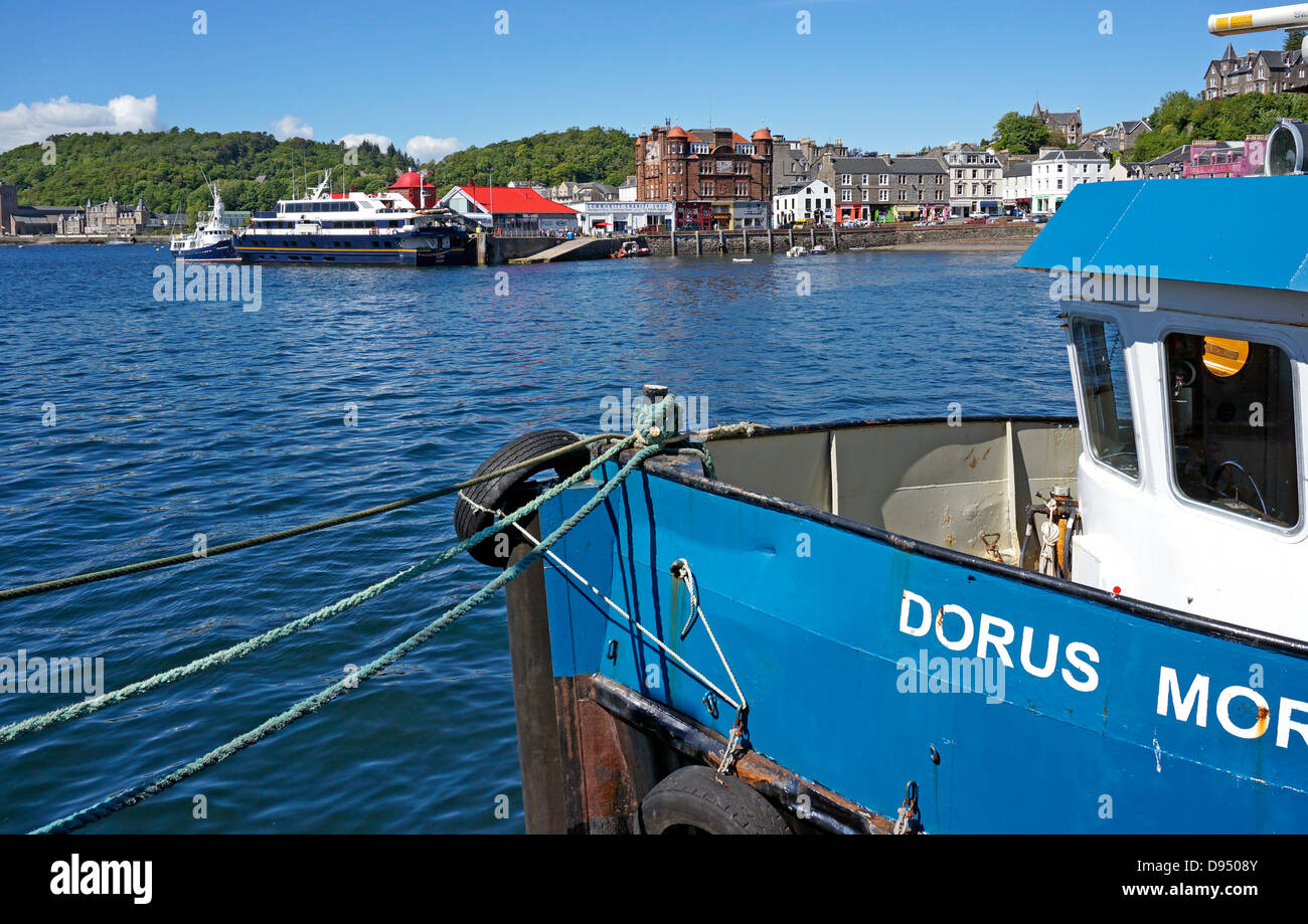 Passenger vessel Lord of the Glens is moored at the North Pier in Oban Harbour Oban Western Scotland Stock Photo