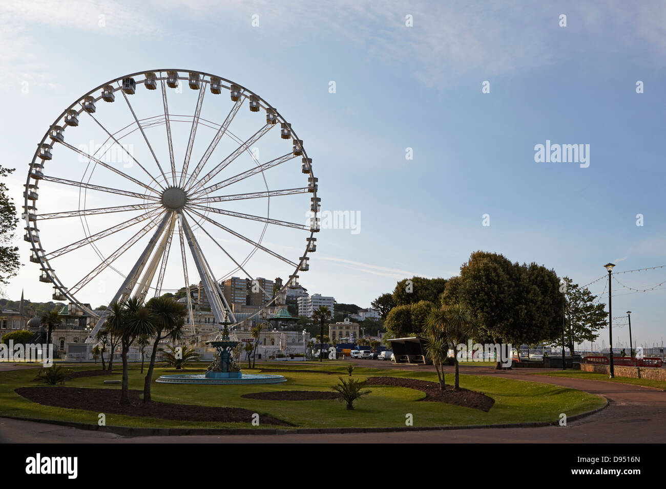 Devon Torquay Ferris wheel early morning Stock Photo Alamy