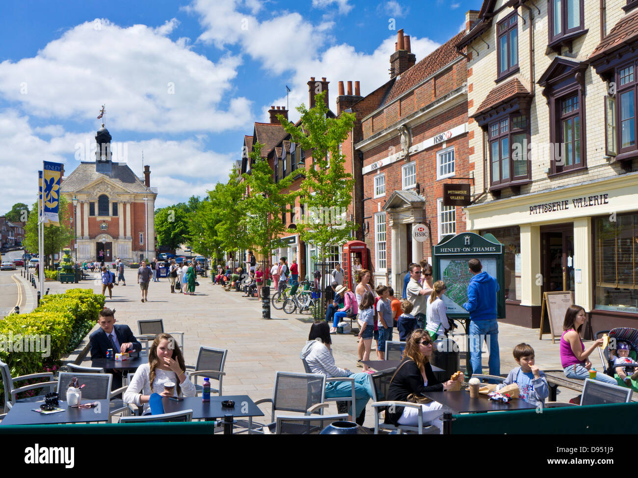 Henley-on-Thames Shops cafes and businesses in the Market Place Hart street Henley-on-Thames Oxfordshire England UK GB EU Europe Stock Photo