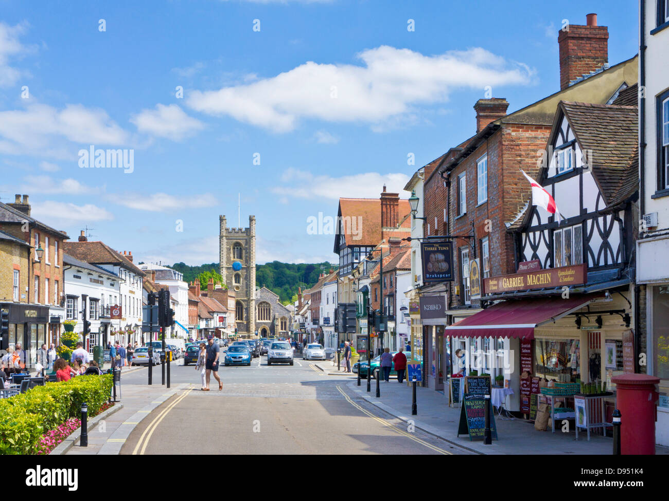 Henley-on-Thames Shops cafes and businesses in the Market Place Hart street Henley on Thames Oxfordshire England UK GB  Europe Stock Photo