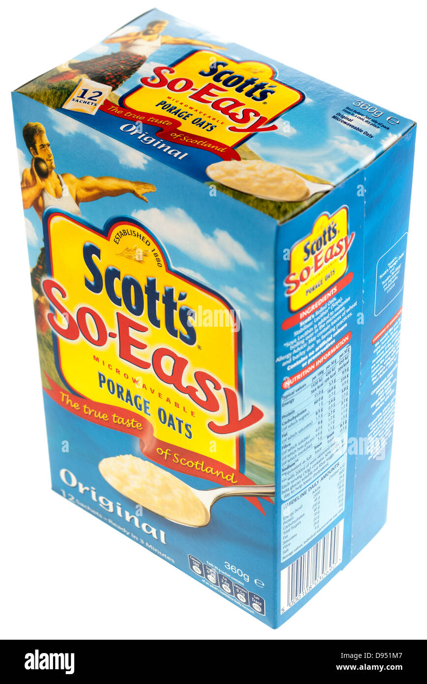 Twelve sachets of Scotts SO Easy microwaveable original porage oats Stock Photo
