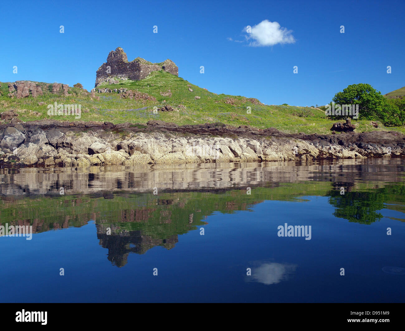 Ardtornish Castle, Scotland, on the mainland side of the Sound Of Mull Stock Photo