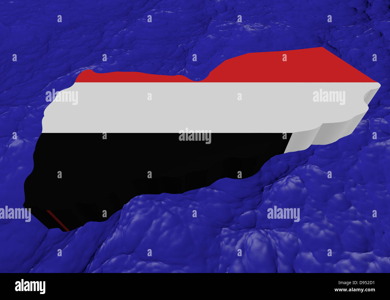 Yemen map flag in abstract ocean illustration Stock Photo - Alamy