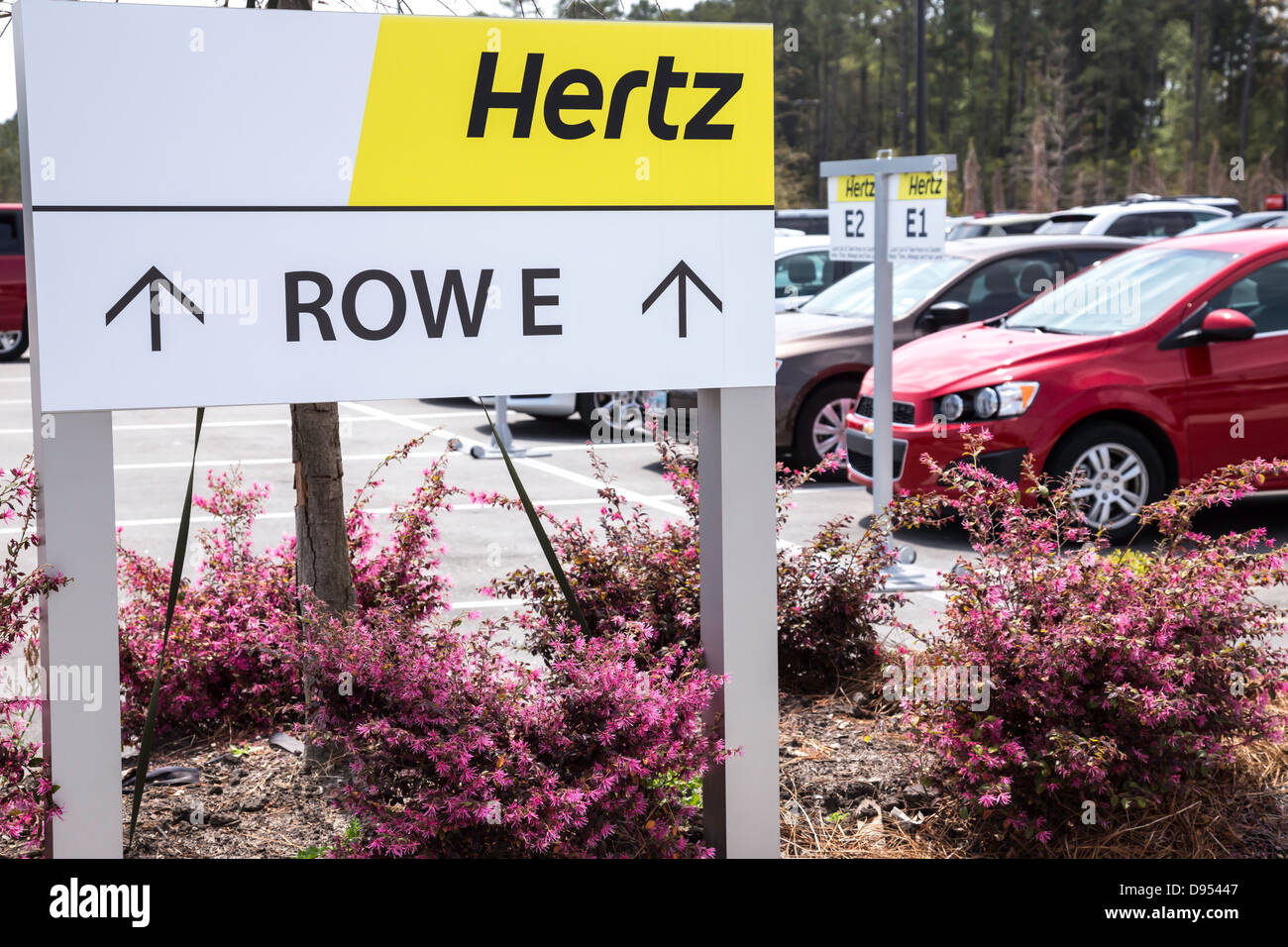 Hertz Rental Car Sign at Myrtle Beach International Airport, SC Stock Photo