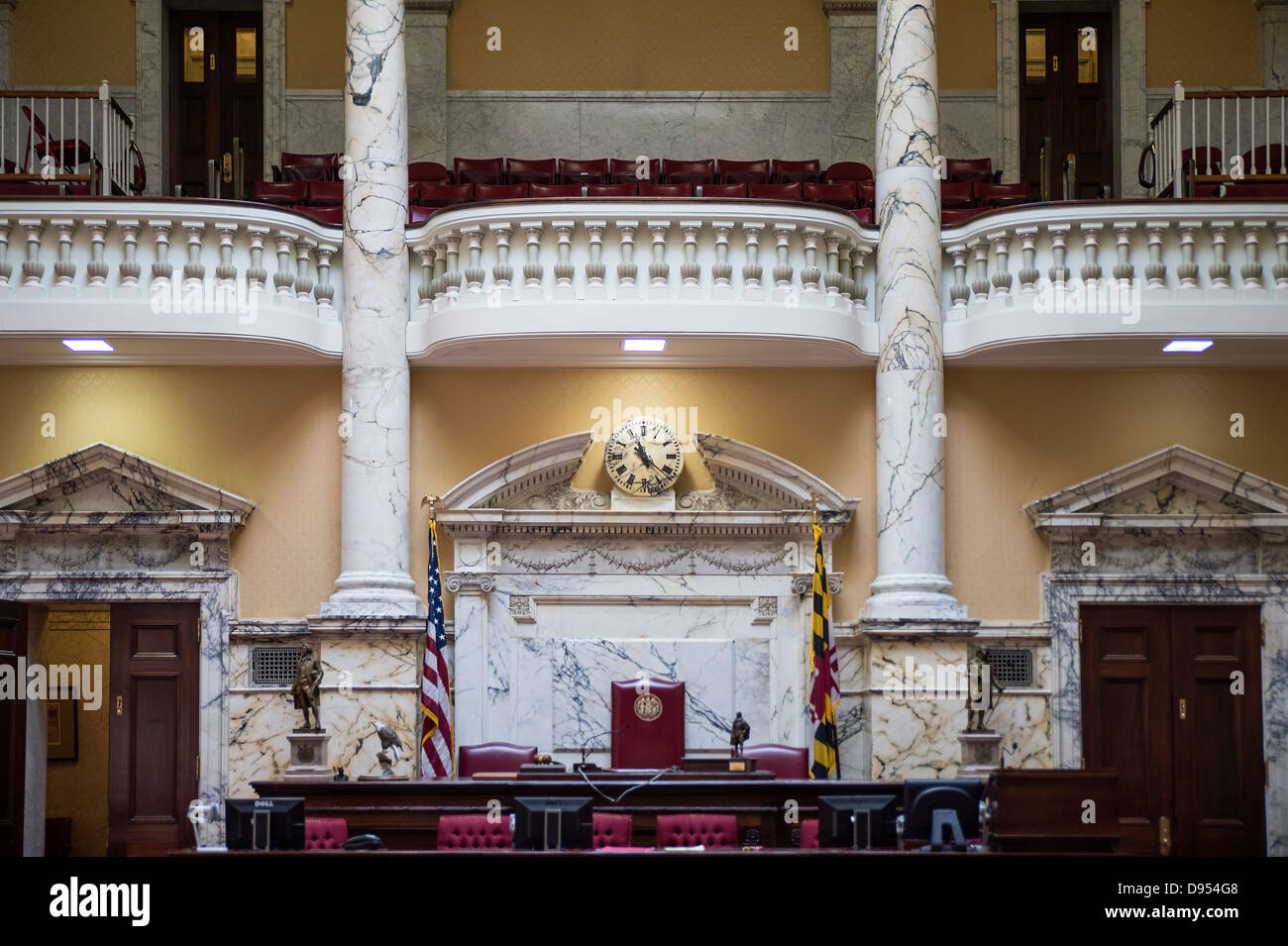 Senate Chamber at the State House, Annapolis, Maryland, USA Stock Photo