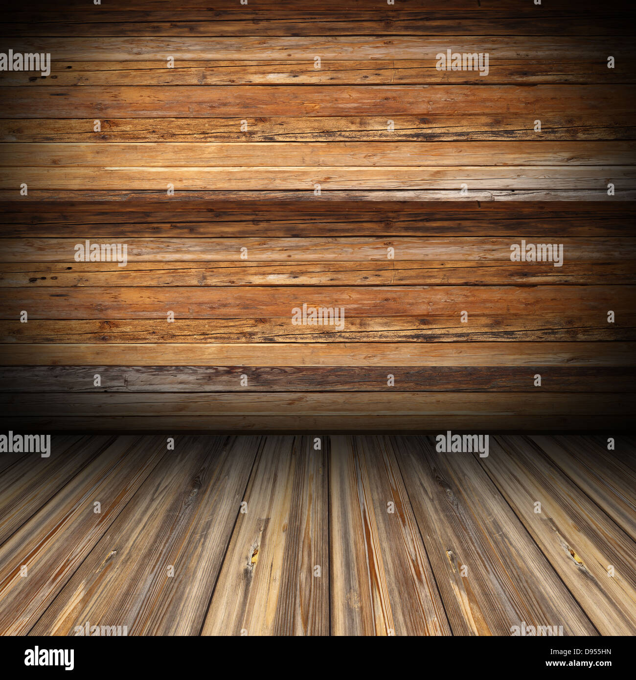 blank architectural interior ready for your design - wooden floor and panel wall Stock Photo