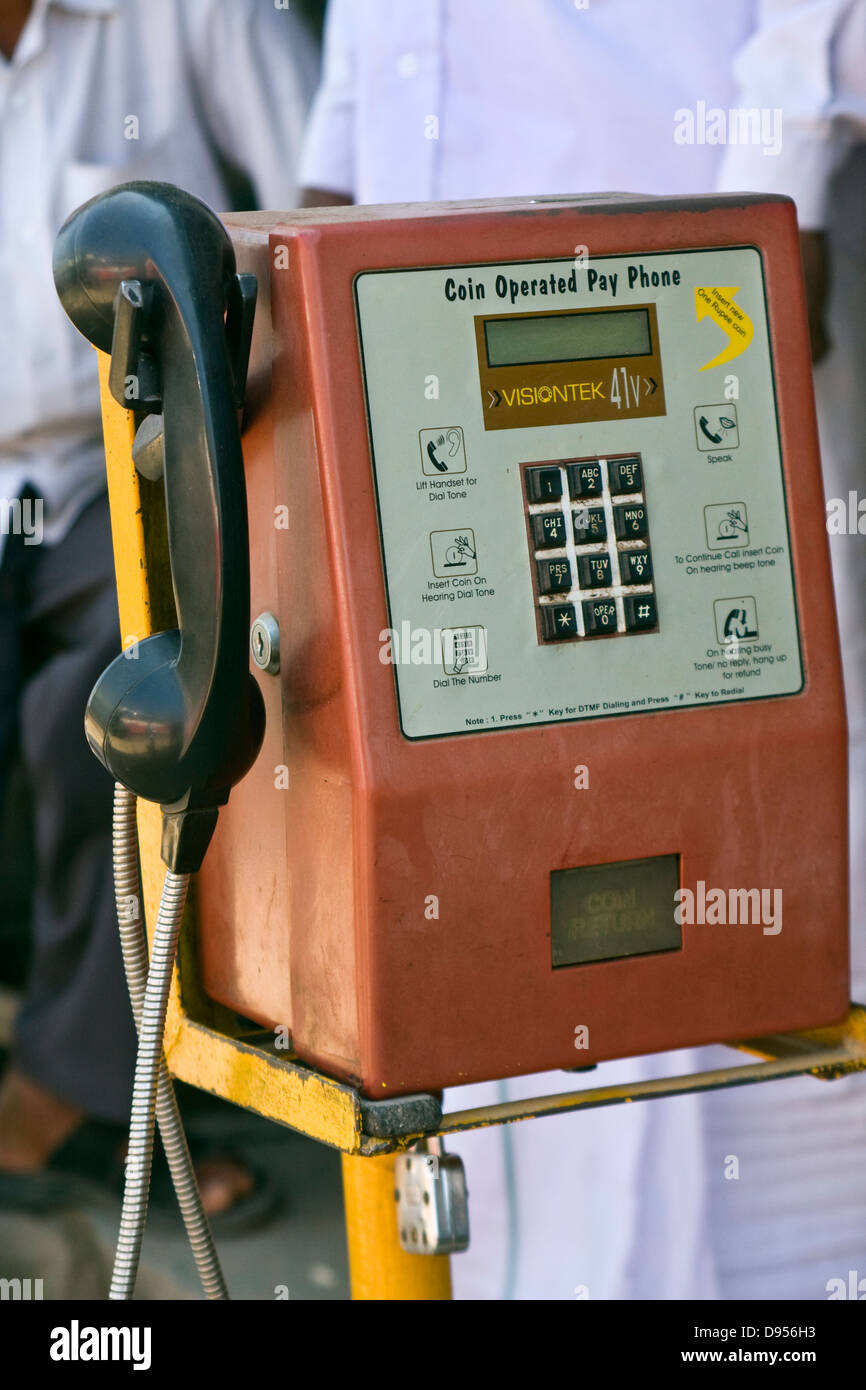 Asia, India, Karnataka, Belur, public telephone Stock Photo Alamy