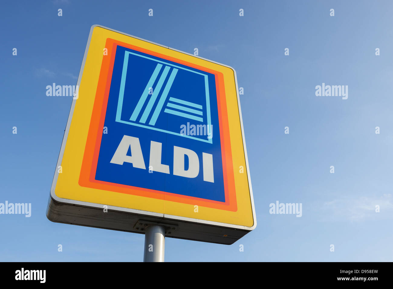 Aldi supermarket sign Stock Photo