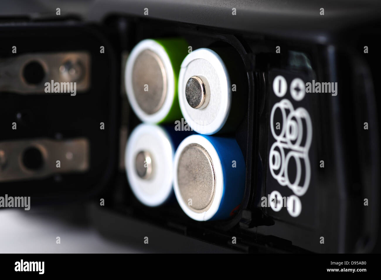 battery slots Stock Photo