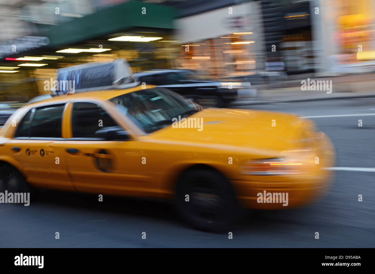 Yellow Cabs in SoHo area, Manhattan, New York City Stock Photo