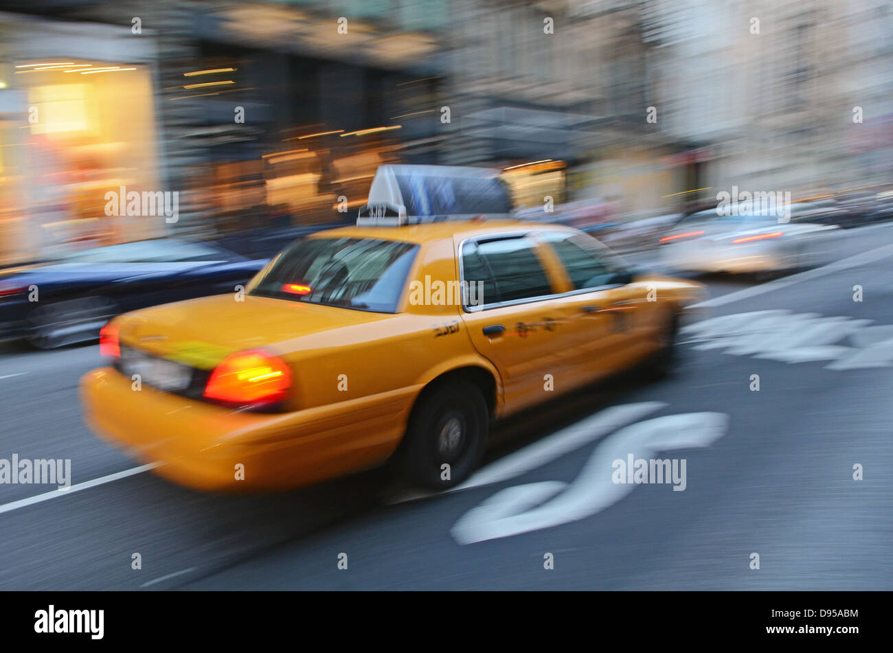 Yellow Cabs in SoHo area, Manhattan, New York City Stock Photo