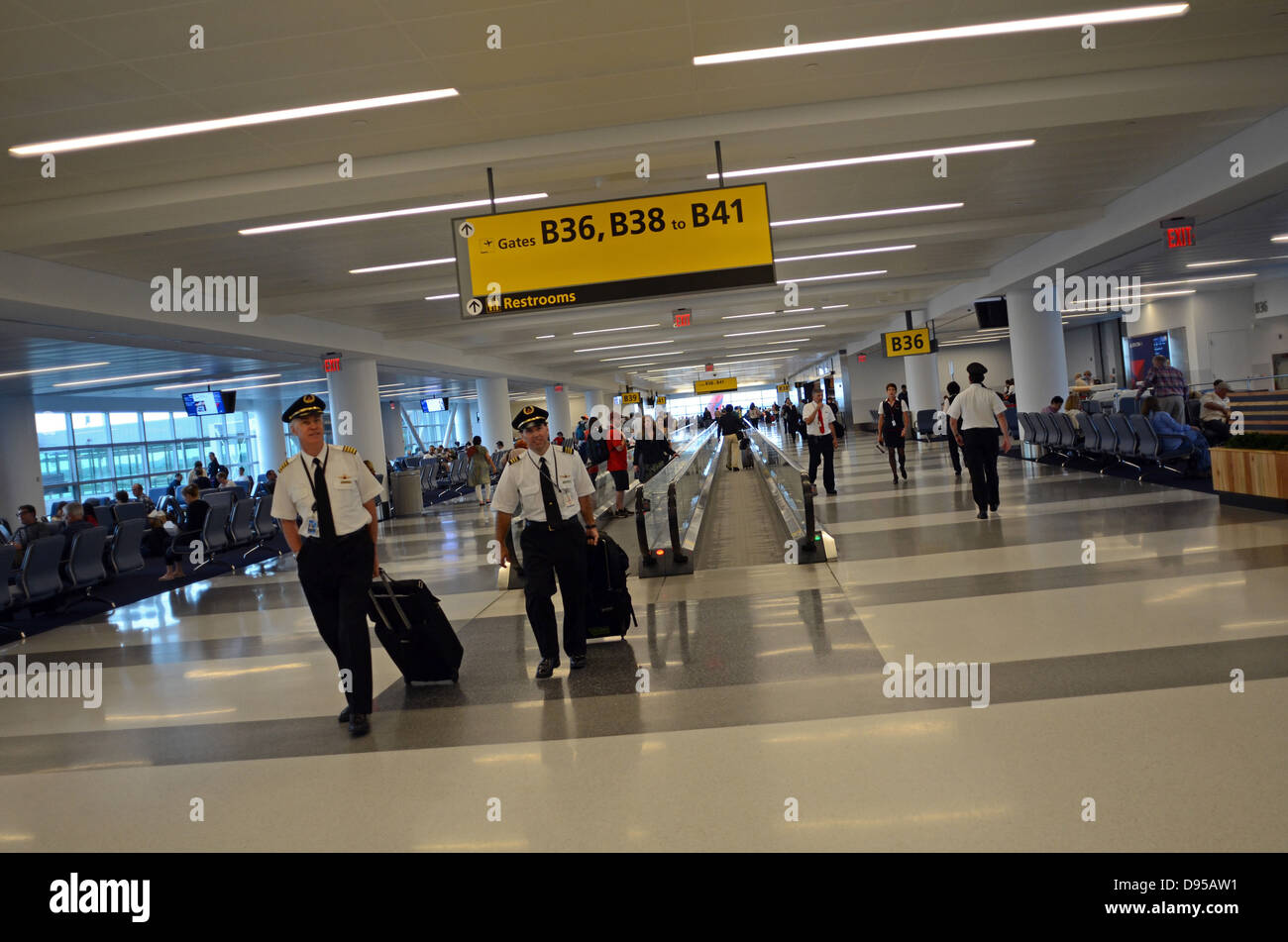 Departures at Terminal 4 of JFK airport, New York Stock Photo