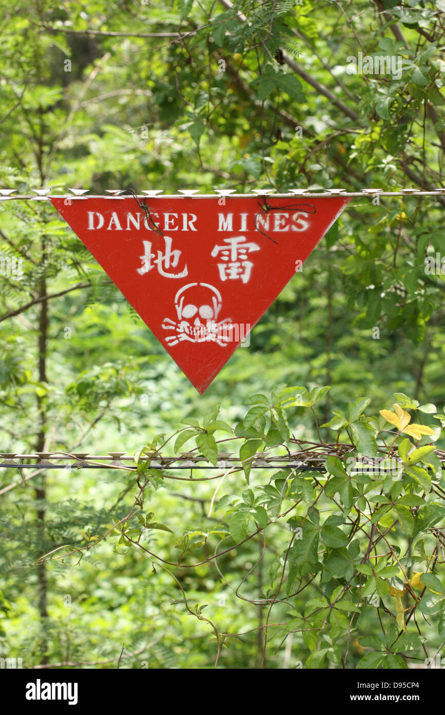 A minefield warning sign. Kinmen County, Taiwan Stock Photo