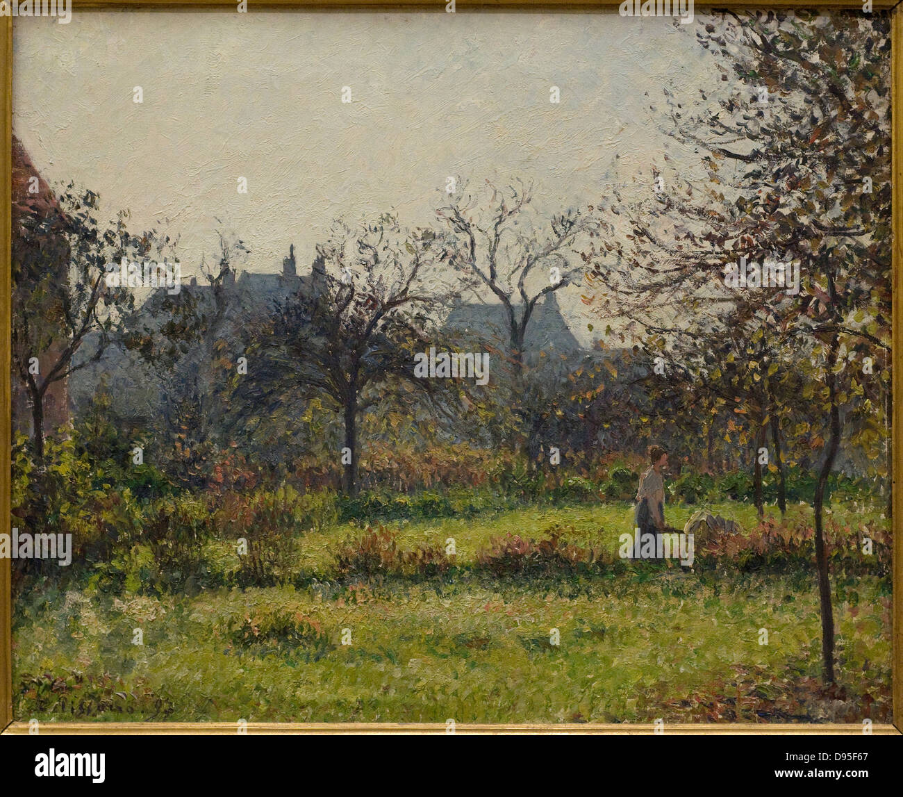 Reproduction Toile Camille Pissarro 'Deux Femmes Dans Un Jardin' - Style Impressionniste, Prêt à Accrocher