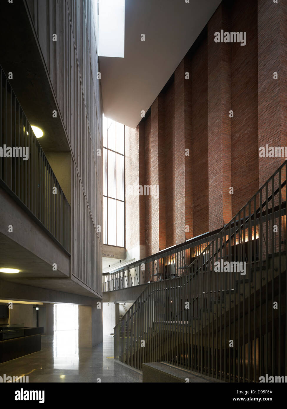 MAC, Belfast, United Kingdom. Architect: Hackett Hall McKnight, 2012. View from foyer to main entrance. Stock Photo