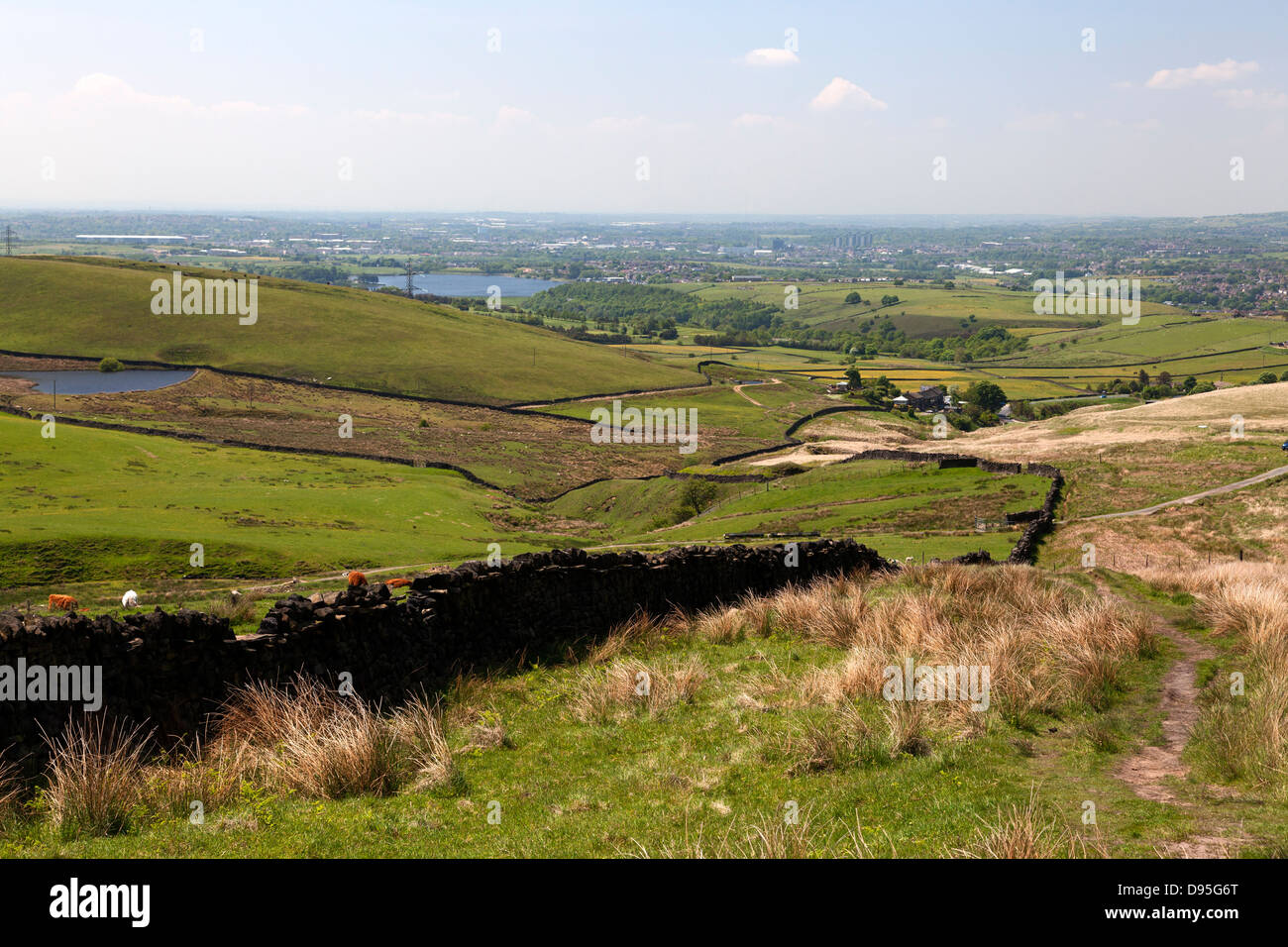 View towards Littleborough from the so-called 'Roman road' at Blackstone Edge Stock Photo