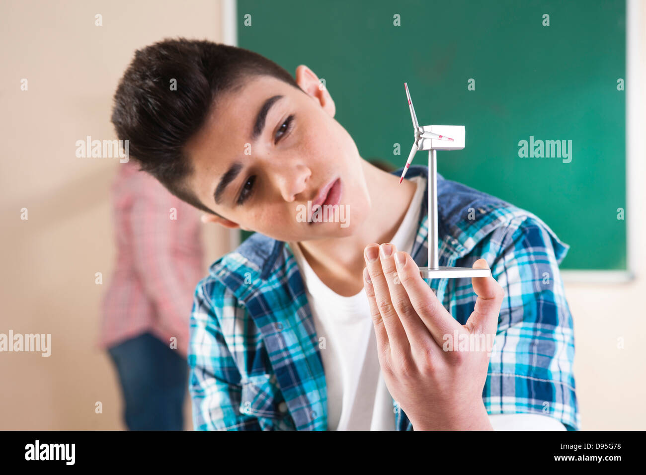 Children in Classroom Learning about Alternative Energy, Baden-Wurttemberg, Germany Stock Photo
