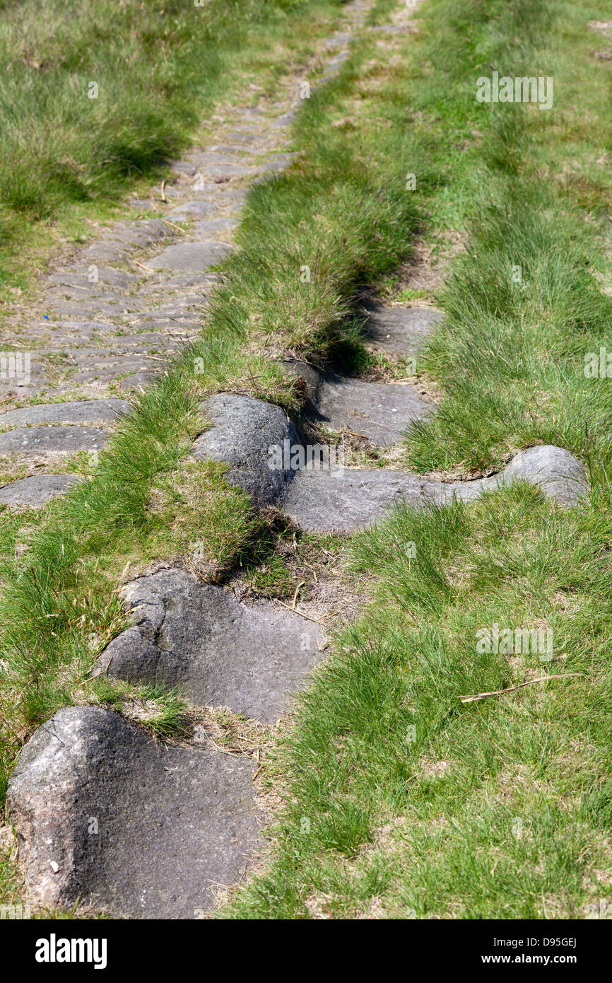 The so-called 'Roman road' at Blackstone Edge near Littleborough, Greater Manchester Stock Photo